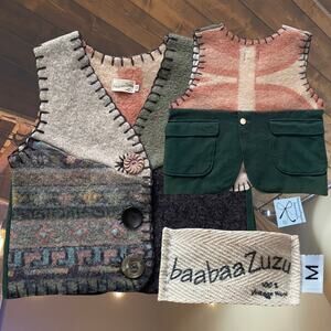 Baabaazuzu one-of-a-kind boiled 100% Wool Vest Sz M